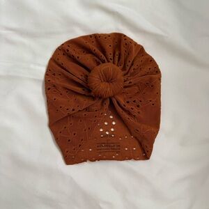 Brown Eyelet Turban Hat